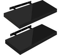 Ensemble de 2 étagères murales flottantes | Noir | 50x22,9x3,8 cm