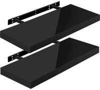 Ensemble de 2 étagères murales flottantes | Noir | 60x22,9x3,8 cm