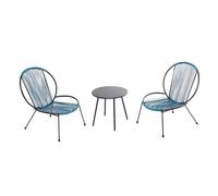 Ensemble De 2 Fauteuils + 1 Table Basse Bleu Rete Bleu