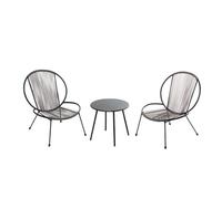 Ensemble De 2 Fauteuils + 1 Table Basse Gris Foncé Rete Gris