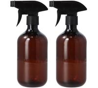 Ensemble de 2 flacons pulvérisateurs Unyqoos® de 500 ml – en plastique, avec tête de pulvérisation réglable (jet fin/spray/jet), transparent et marron, réutilisables pour les plantes, les cheveux et l