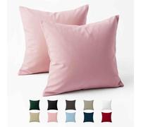 Ensemble de 2 housses de coussin Unyqoos® 40x40 cm, couleur rose – en coton renforcé, respirant, tissage dense (57 fils/cm), Oeko-Tex, facile d'entretien et lavable en machine
