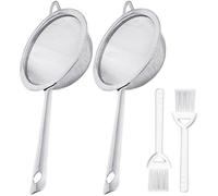 Ensemble de 2 infuseurs Unyqoos® en acier inoxydable, de 5,5 cm – filtre fin pour thé et café, avec brosse de nettoyage et poignée métallique antidérapante