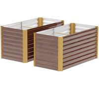 Ensemble de 2 jardinières surélevées – Conteneurs pour plantes à croissance profonde | Couleur : Marron | Dimensions : 60 x 120 x 60 cm
