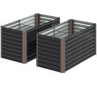 Ensemble de 2 jardinières surélevées | Couleur : Gris | Dimensions : 60 x 120 x 60 cm