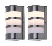 Ensemble de 2 lampes de façade extérieure en acier inoxydable dans un ensemble comprenant deux ampoules LED de 4 watts