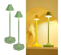 Ensemble de 2 lampes de table de chevet rechargeables sans fil, design fleur IP54, 3 couleurs réglables, dimmable pour ambiance cosy, parfait pour salon, chambre, déco moderne verte