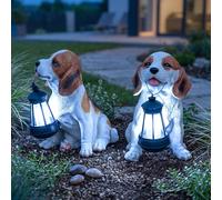 Ensemble De 2 Lampes Solaires LED Pour Chiens Beagle Décoration Lumière Jardin