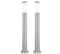 Ensemble de 2 lampes sur pied d'extérieur en acier inoxydable, éclairage d'extérieur pour chemin de jardin, projecteurs, lampes à pilier de cour
