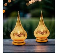 Ensemble De 2 Lanternes Orientales Lumière De Jardin Décoration Ezana Or