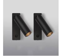 Ensemble de 2 LED lampes de lecture de chevet, applique murale en métal, Éclairage mural Spotlight réglable, Noir ,3000K