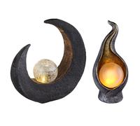 Ensemble de 2 luminaires extérieurs LED chemin jardin décoration flamme lune or argent brun noir