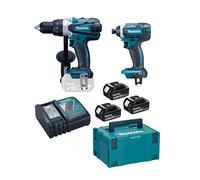 ENSEMBLE 2 MACHINES PERCEUSE DDF458 + VISSEUSE A CHOCS DTD152 - MAKITA - DLX2144TJ1