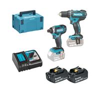 Ensemble de 2 machines 18V Perceuse visseuse DDF482 + Visseuse à chocs DTD152 - MAKITA - avec 3 batteries 18V 3.0A - chargeur rapide - 1 MakPac - DLX2127J1