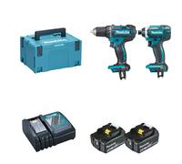 Pack de 2 machines 18V - Perceuse visseuse Ø 13 mm DDF482 + Visseuse à chocs 165 Nm DTD152 - MAKITA - avec 3 batteries 18V 5Ah + chargeur rapide + MakPak - DLX2127TJ1