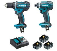 Ensemble de 2 machines 18V Perceuse visseuse DDF482 + Visseuse à chocs DTD152 - MAKITA - avec 3 batteries 18V 3.0A - chargeur rapid