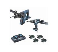 Makita Pack perceuse DHP481 + perforateur DHR264 18V 2 batteries 5.0Ah chargeur MakPac DLX2101PTJ