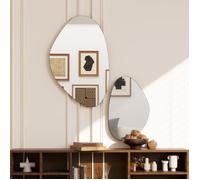Ensemble de 2 miroirs muraux, 70 x 46 cm et 49,5 x 31 cm, miroir fenêtre avec cadre en métal, miroir suspendu en forme de galet,noir