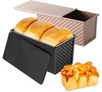 Ensemble de 2 moules à gâteau rectangulaires Unyqoos® en acier au carbone – grand et petit modèle avec couvercle, 3 orifices de ventilation, revêtement antiadhésif professionnel, jusqu'à 220 °C, noir/