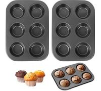 Ensemble de 2 moules à muffins antiadhésifs Unyqoos®, fabriqués en acier au carbone de qualité alimentaire, résistants à la chaleur jusqu'à 220 °C – parfaits pour les muffins, les cupcakes et autres p