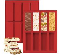 Ensemble de 2 moules en silicone Unyqoos® pour chocolat et barres énergétiques, sans BPA, adaptés au four et au congélateur (-30°C à 230°C), dimensions : 27 x 20 x 2,5 cm, cavités de 12 x 4 x 2 cm cha