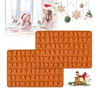 Ensemble de 2 moules en silicone Unyqoos® pour Noël – 6 motifs (Père Noël, bonhomme en pain d'épices, sapin de Noël, chaussette, bonhomme de neige) pour biscuits, chocolats et décorations