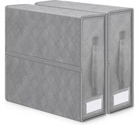 Ensemble de 2 organisateurs de draps Unyqoos® – boîtes de rangement pliables avec fermeture éclair et poignées, couleur gris, dimensions 38 x 33 x 12 cm, pour l'organisation de draps, de housses de co