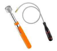 Ensemble de 2 outils de ramassage magnétiques télescopiques, aimant long flexible et pliable de 60 cm, antidérapant et extensible, bâtonnets magnétiques portables et puissants de haute qualité de 73 c