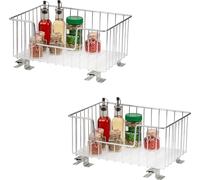 Ensemble de 2 paniers coulissants Bremermann pour meubles hauts, 40 cm de large, avec étagère, chromés