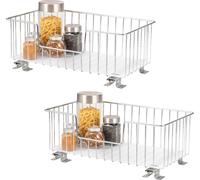 Ensemble de 2 paniers coulissants Bremermann pour meubles hauts, 50 cm de large, avec étagère, chromés