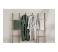Ensemble de 2 peignoirs et 2 serviettes - Pour toute la famille - 50 x 90 cm - Vert Blanc