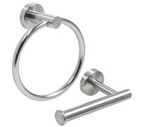 Ensemble de 2 pièces comprenant un porte-serviette et un porte-rouleau de papier toilette, en acier inoxydable, accessoires de salle de bain chromés, à fixer au mur