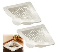 Ensemble de 2 pièces pour évier : passoires avec vidange par Pression d'un Bouton, Support magnétique et plaques métalliques adhésives. Panier d'égouttage pour déchets Alimentaires et Fruits (Blanc)