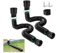 ensemble de 2 pièces Tuyau d'extension flexible pour descente de gouttière, extensible 35-150cm, plastique durable, anti-UV noir