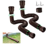ensemble de 2 pièces Tuyau d'extension flexible pour descente de gouttière, extensible 35-150cm, plastique durable, anti-UV brun