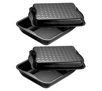 Ensemble de 2 Plats à four avec couvercle en acier émaillé 42 x 34 cm Dr. Oetker Back-Idee Kreativ