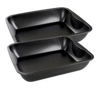 Zenker 9344750 Lot de 2 Plats à four XXL rectangle, plat à four, plat à poulet, plat rectangle XXL, Acier, Noir, 40 x 34 x 8 cm