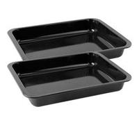 Zenker 9345750 Lot de 2 grands plats rectangulaire XXL, plat à gratin, plat au four grand taille, moule à gâteau, plat à rôtir, Acier émaillé, noir, 40 x 29 x 6 cm