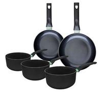 Ensemble de 2 poêles de 20 et 24 cm et 3 casseroles 16, 18 et 20 cm Fackelmann Brandao