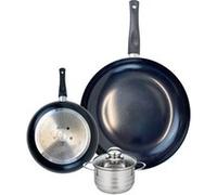 Ensemble de 2 Poêles de cuisson 20 et 32 cm et 1 faitout 12 cm Elo Prima Brillant Noir