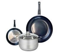 Ensemble de 2 Poêles de cuisson 20 et 32 cm et 1 faitout 24 cm Elo Prima Brillant