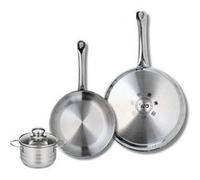 Ensemble de 2 Poêles de cuisson 24 et 28 cm et 1 faitout 12 cm Elo Profi Brillant Gris