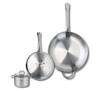 Ensemble de 2 Poêles de cuisson 24 et 32 cm et 1 faitout 12 cm Elo Profi Citrin
