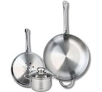 Ensemble de 2 Poêles de cuisson 24 et 32 cm et 1 faitout 14 cm Elo Profi Brillant Gris