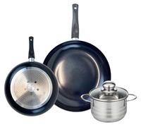 Ensemble de 2 Poêles de cuisson 24 et 32 cm et 1 faitout 16 cm Elo Prima Brillant