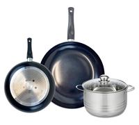Ensemble de 2 Poêles de cuisson 24 et 32 cm et 1 faitout 20 cm Elo Prima Brillant