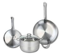 Ensemble de 2 Poêles de cuisson 24 et 32 cm et 1 faitout 24 cm Elo Profi Brillant Gris