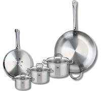 Ensemble de 2 Poêles de cuisson 24 et 32 cm et 3 faitouts 12, 14 et 16 cm Elo Profi Citrin