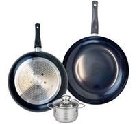 Ensemble de 2 Poêles de cuisson 28 et 32 cm et 1 faitout 12 cm Elo Prima Brillant Noir