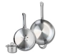 Ensemble de 2 Poêles de cuisson 28 et 32 cm et 1 faitout 12 cm Elo Profi Citrin